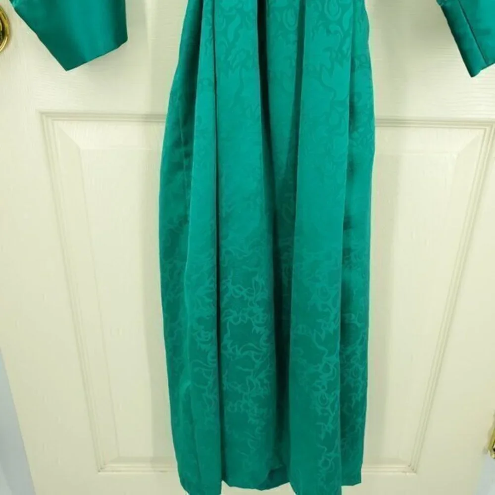 VTG Victoria's Secret Gold Label Full Length Satin Robe M Green